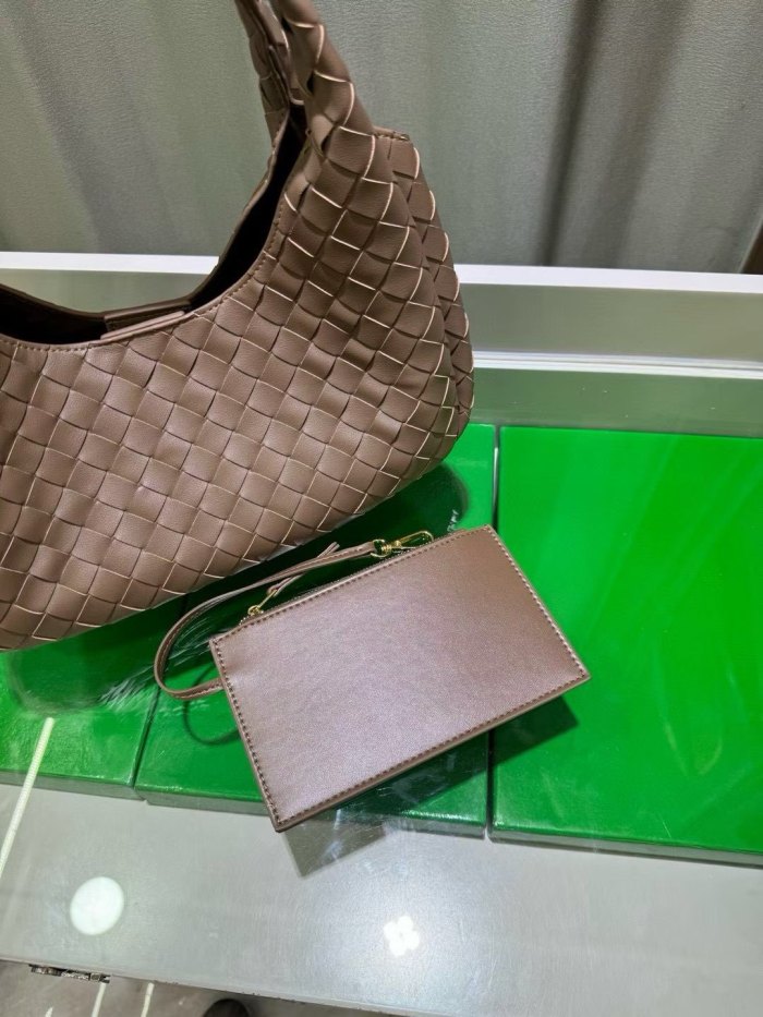 Slouchy Woven Leather Hobo Bag 