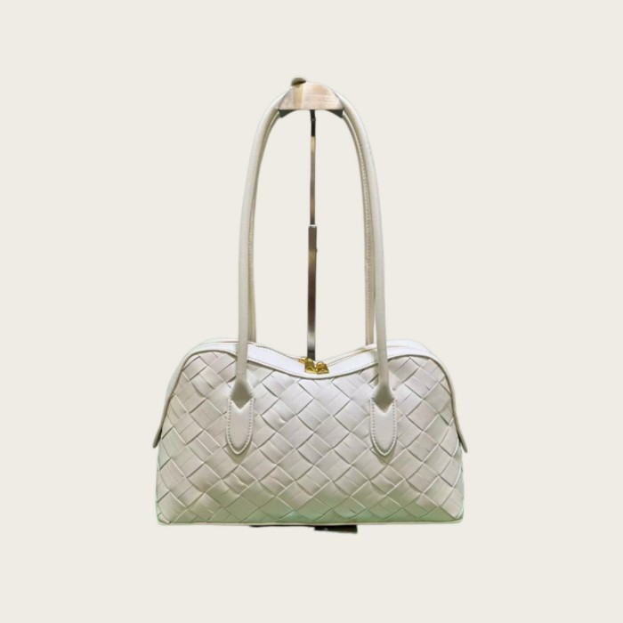 Woven Leather Runway Top Handle Bag