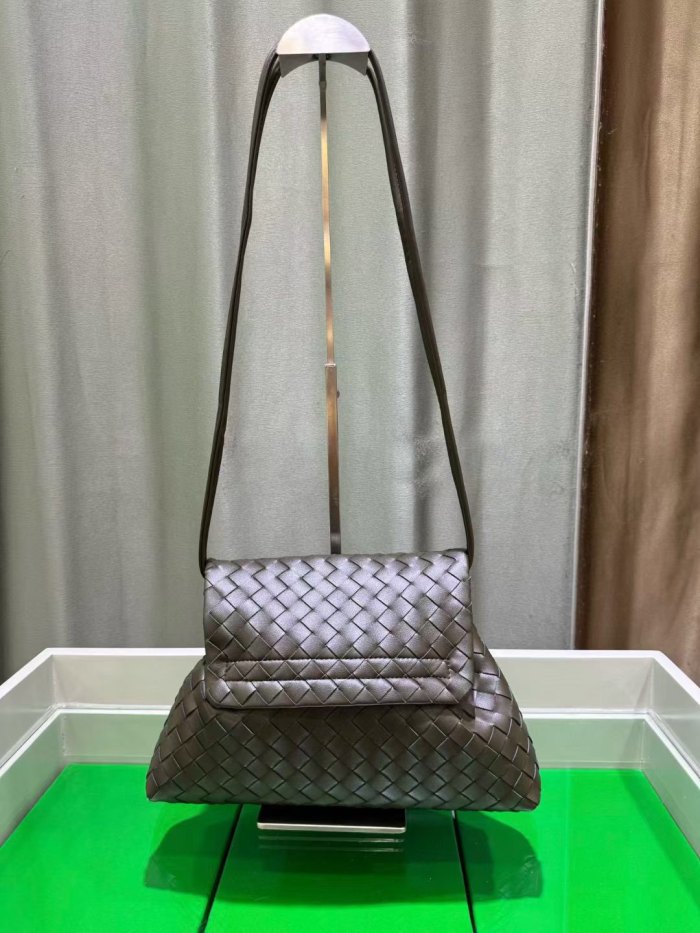 Woven Leather Messenger Bag Soft Calfskin Flap Crossbody