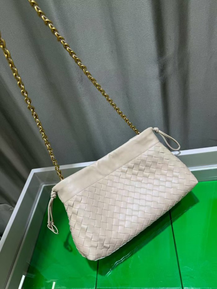 Genuine Cow Leather Woven Dust Bag on Chain