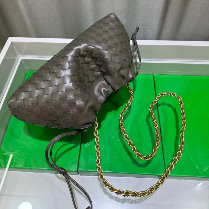 Genuine Cow Leather Woven Dust Bag on Chain