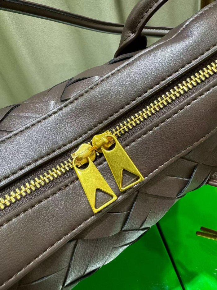 Woven Leather Runway Top Handle Bag