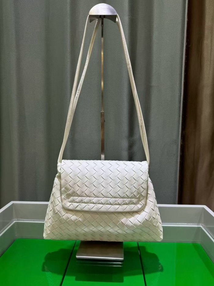 Woven Leather Messenger Bag Soft Calfskin Flap Crossbody