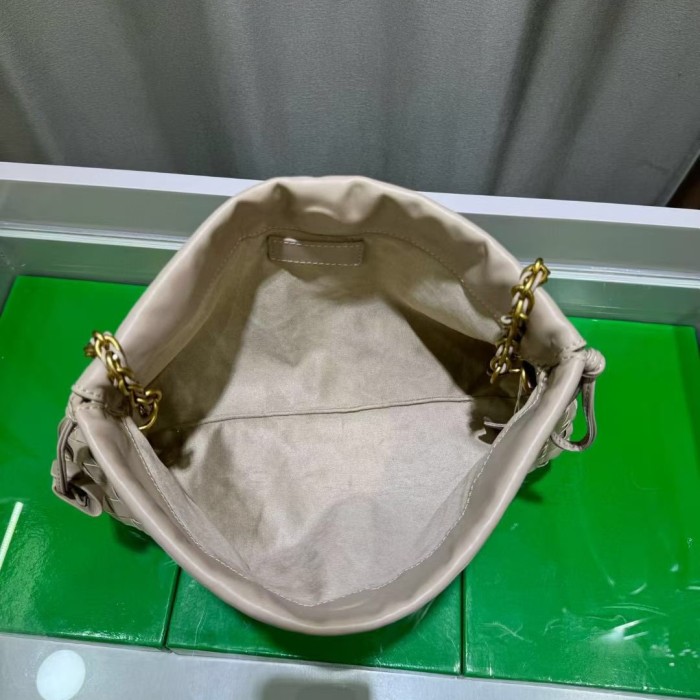 Genuine Cow Leather Woven Dust Bag on Chain