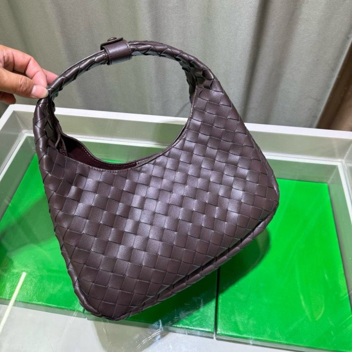 Slouchy Woven Leather Hobo Bag 