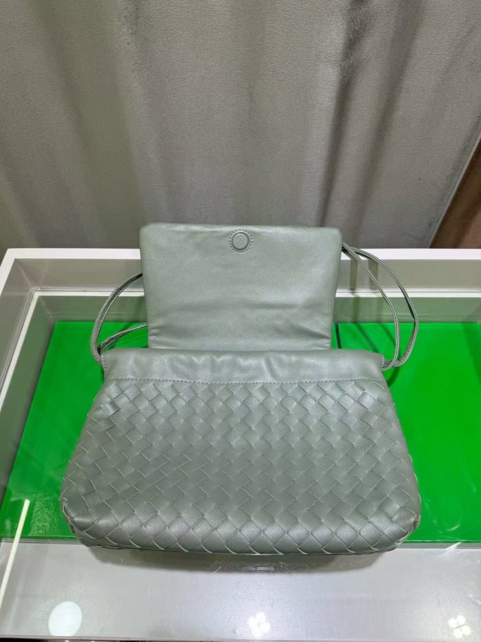 Woven Leather Messenger Bag Soft Calfskin Flap Crossbody