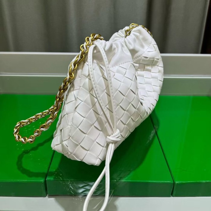 Genuine Cow Leather Woven Dust Bag on Chain