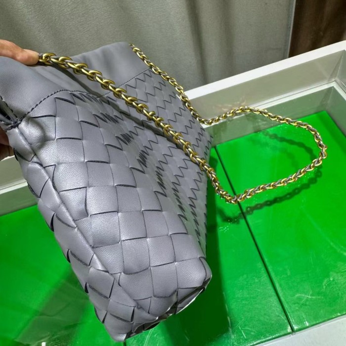 Genuine Cow Leather Woven Dust Bag on Chain
