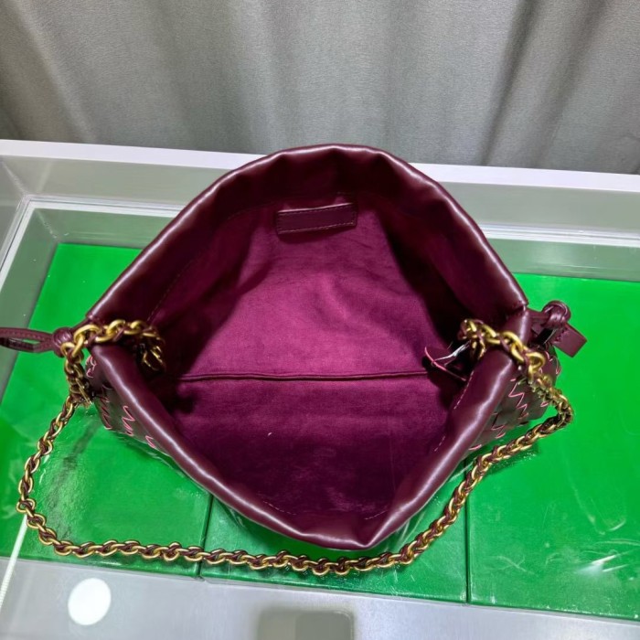 Genuine Cow Leather Woven Dust Bag on Chain