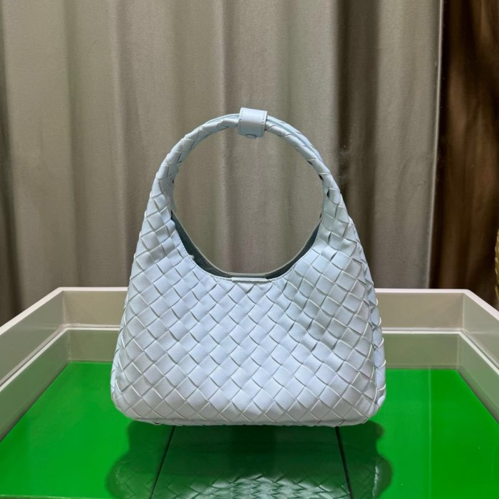 Slouchy Woven Leather Hobo Bag 