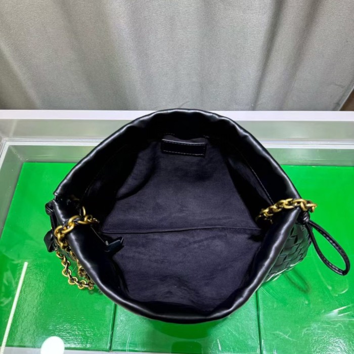 Genuine Cow Leather Woven Dust Bag on Chain