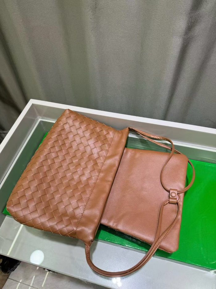 Woven Leather Messenger Bag Soft Calfskin Flap Crossbody