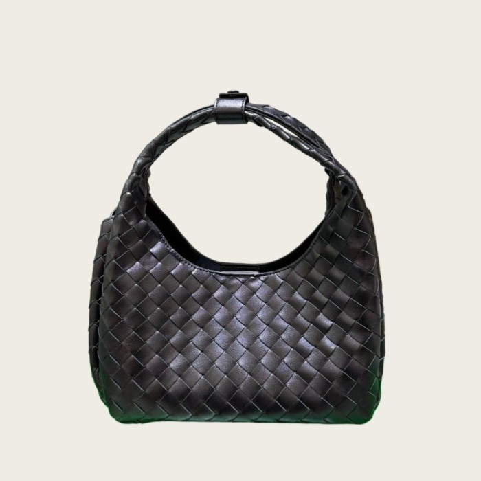 Slouchy Woven Leather Hobo Bag 