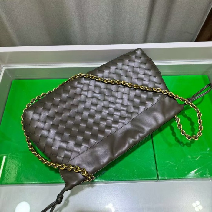Genuine Cow Leather Woven Dust Bag on Chain