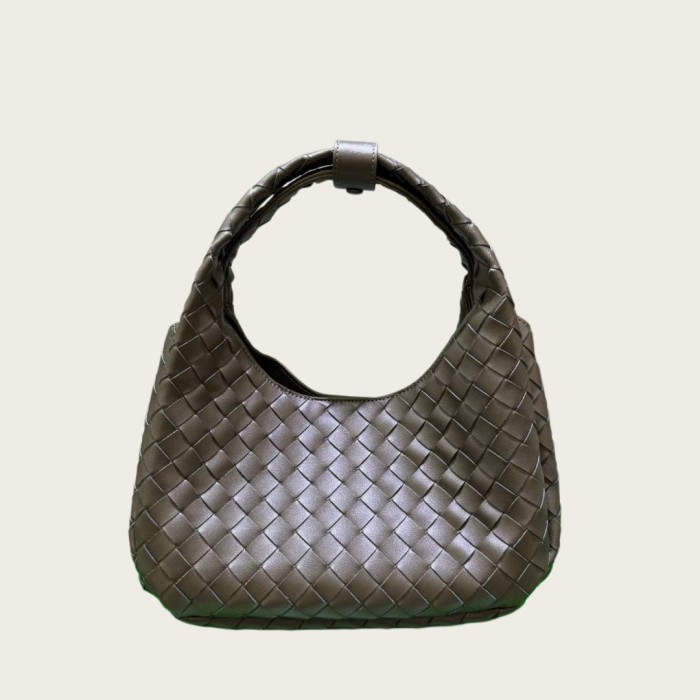 Slouchy Woven Leather Hobo Bag 