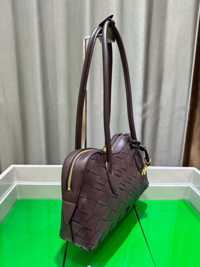 Woven Leather Runway Top Handle Bag