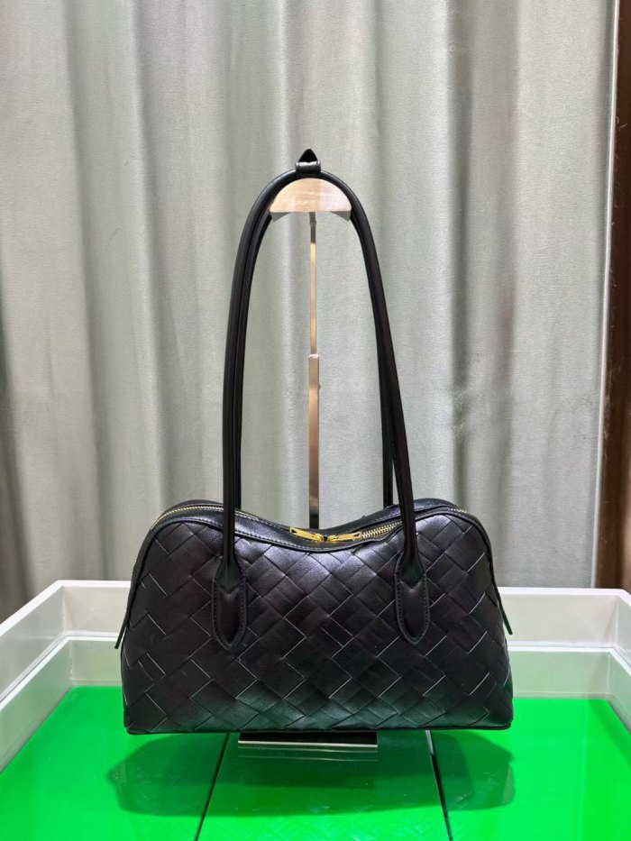 Woven Leather Runway Top Handle Bag