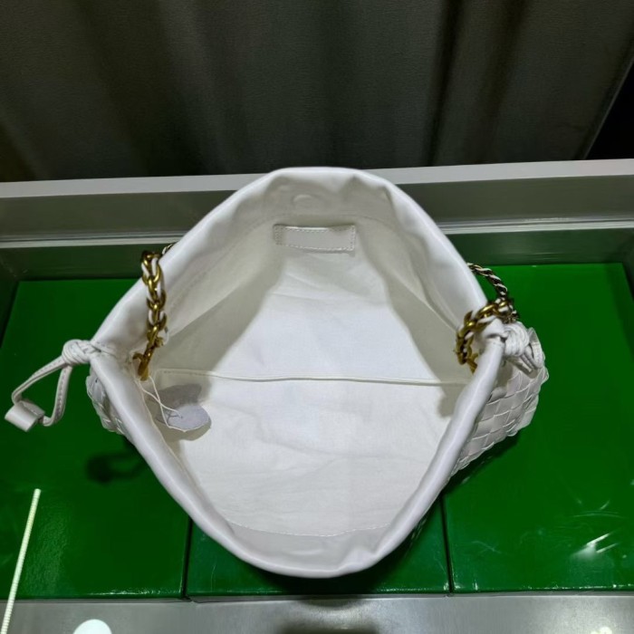 Genuine Cow Leather Woven Dust Bag on Chain