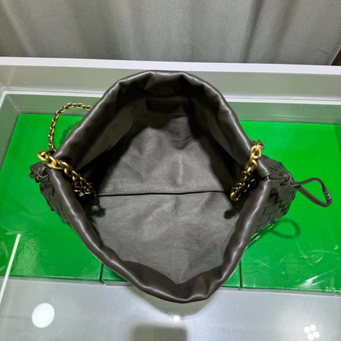 Genuine Cow Leather Woven Dust Bag on Chain