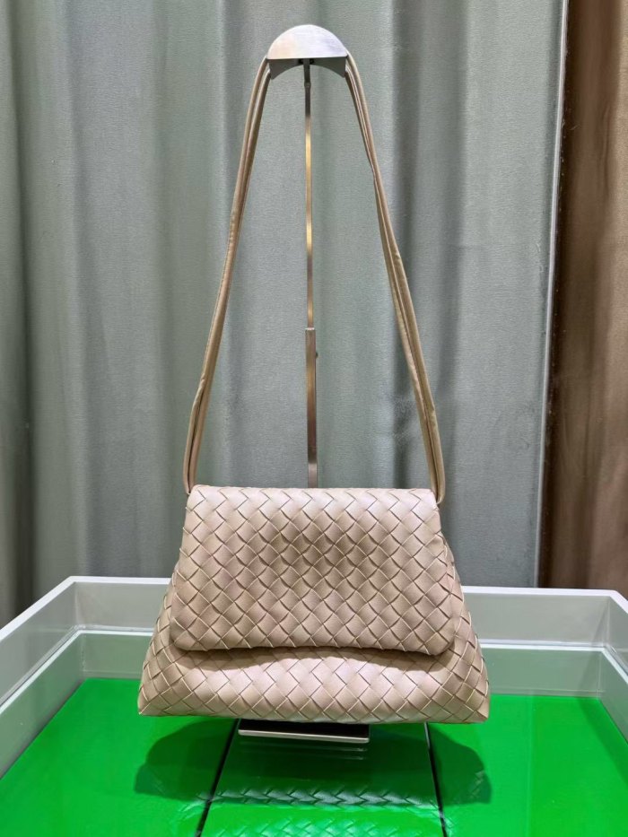 Woven Leather Messenger Bag Soft Calfskin Flap Crossbody