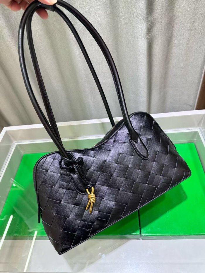 Woven Leather Runway Top Handle Bag