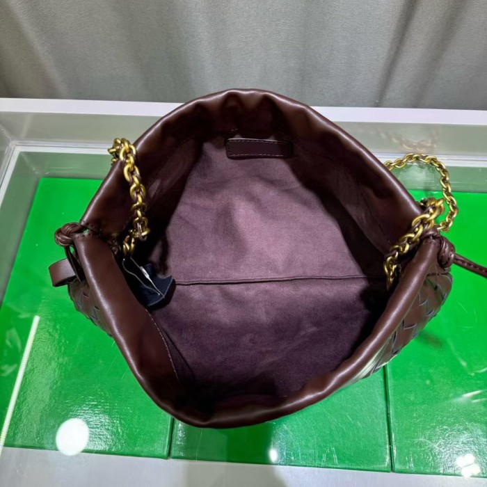 Genuine Cow Leather Woven Dust Bag on Chain
