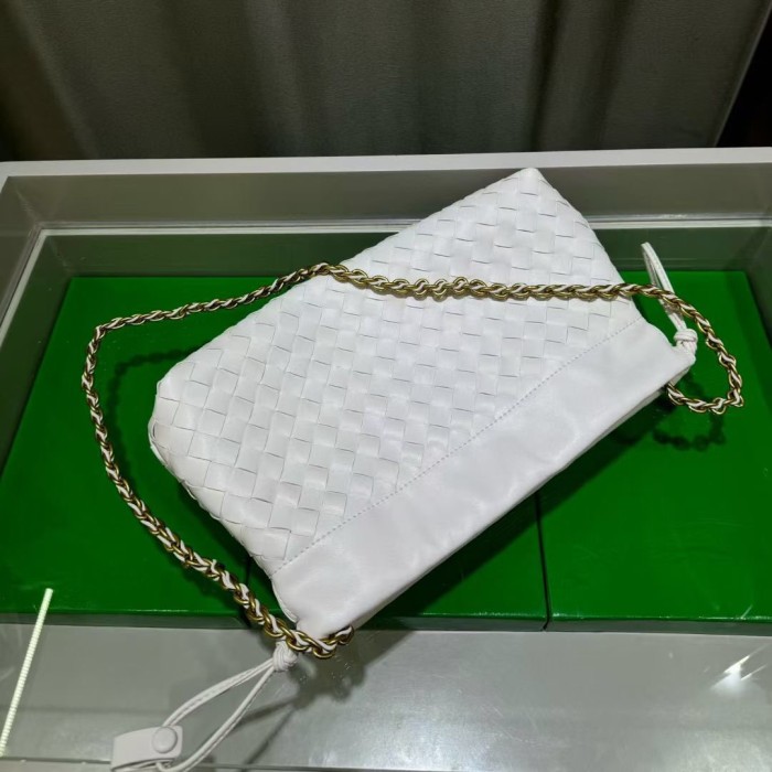 Genuine Cow Leather Woven Dust Bag on Chain