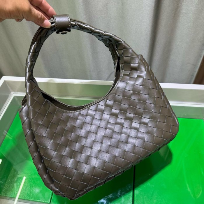 Slouchy Woven Leather Hobo Bag 
