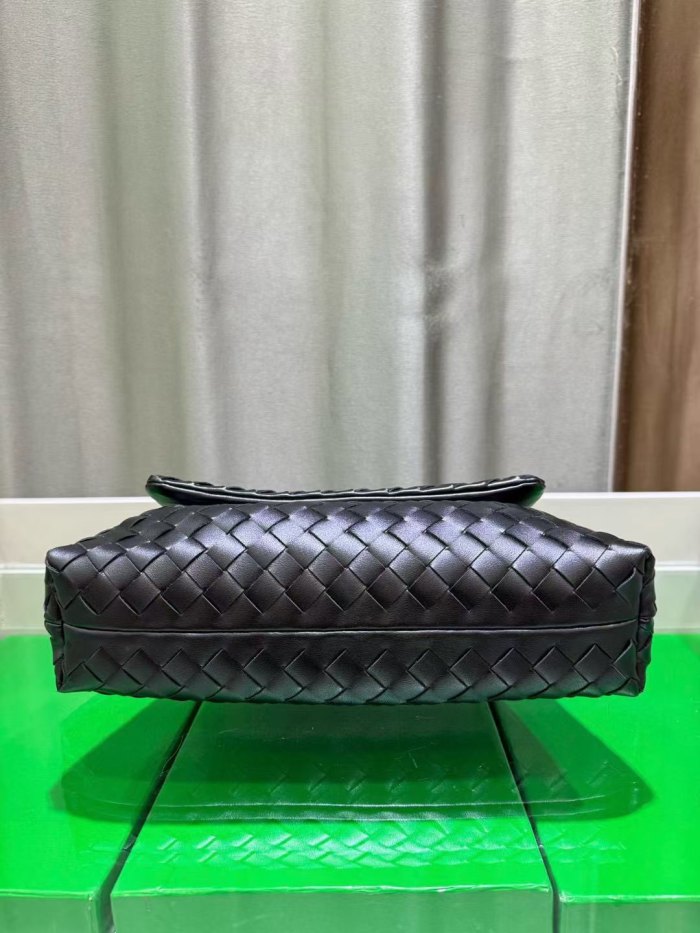 Woven Leather Messenger Bag Soft Calfskin Flap Crossbody