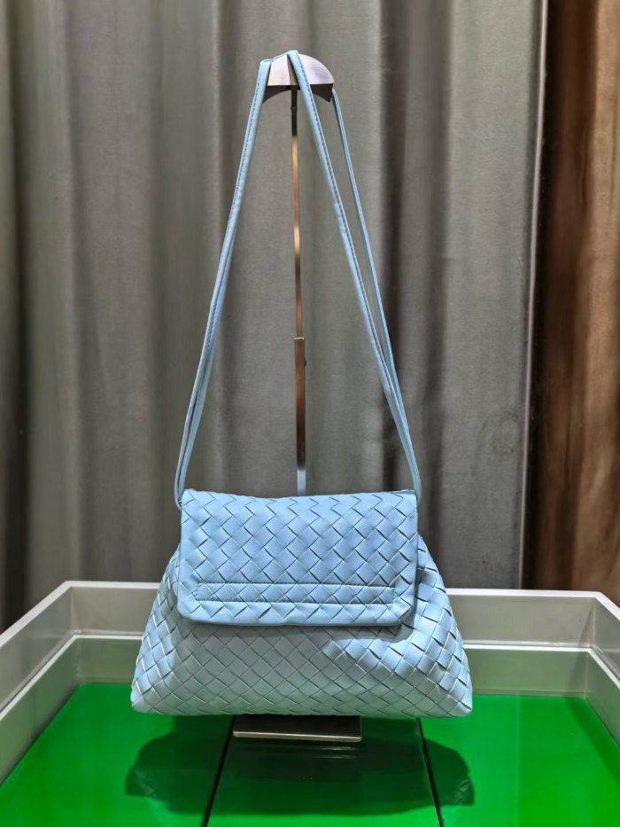 Woven Leather Messenger Bag Soft Calfskin Flap Crossbody