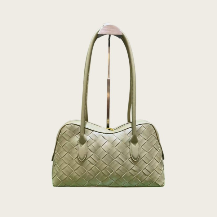Woven Leather Runway Top Handle Bag