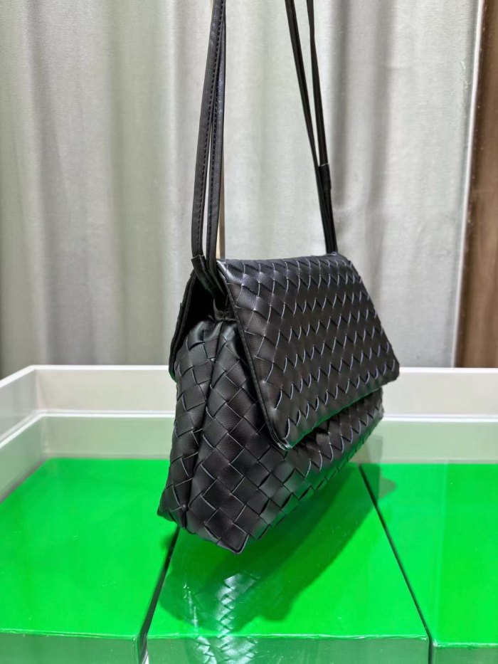 Woven Leather Messenger Bag Soft Calfskin Flap Crossbody