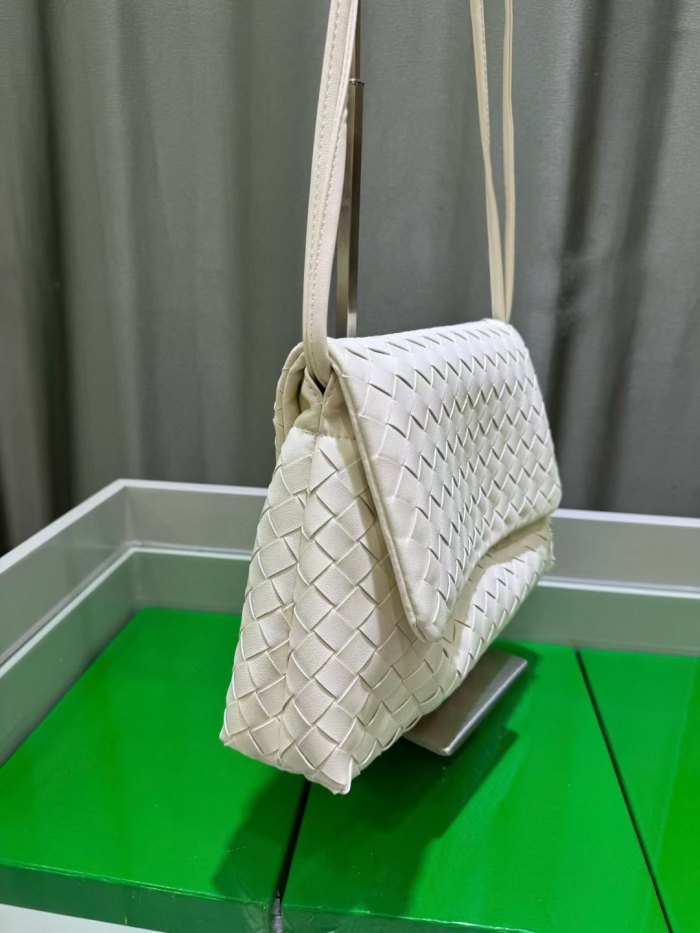 Woven Leather Messenger Bag Soft Calfskin Flap Crossbody