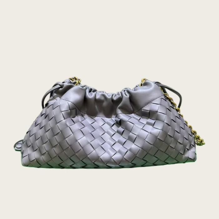Genuine Cow Leather Woven Dust Bag on Chain