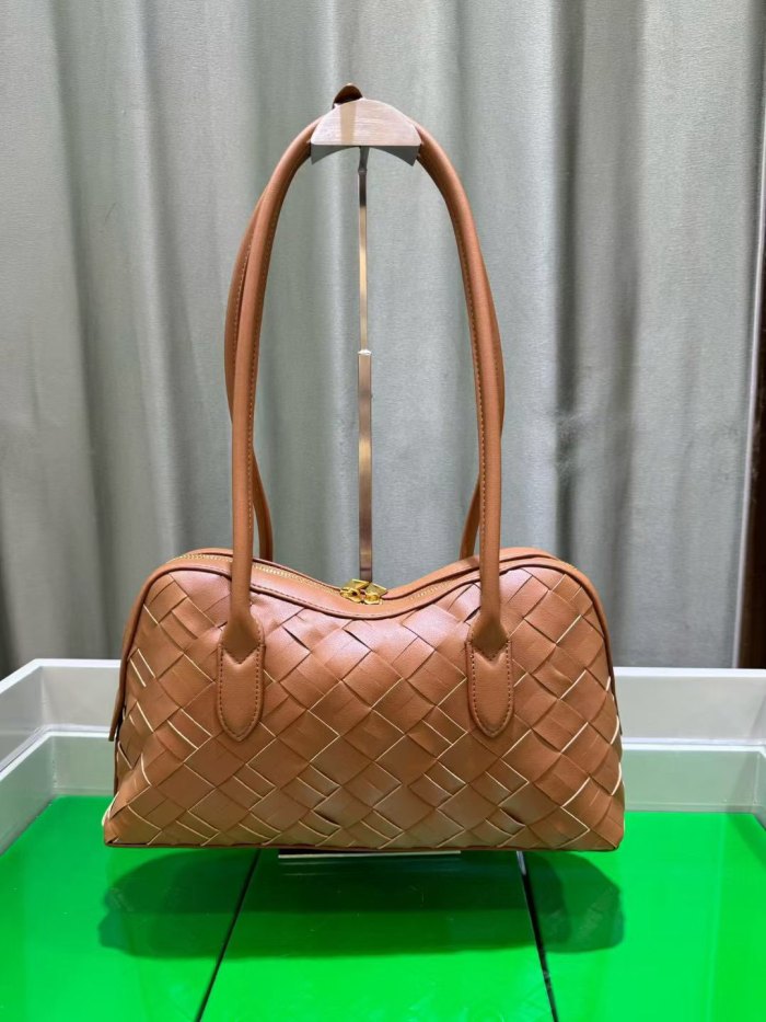 Woven Leather Runway Top Handle Bag