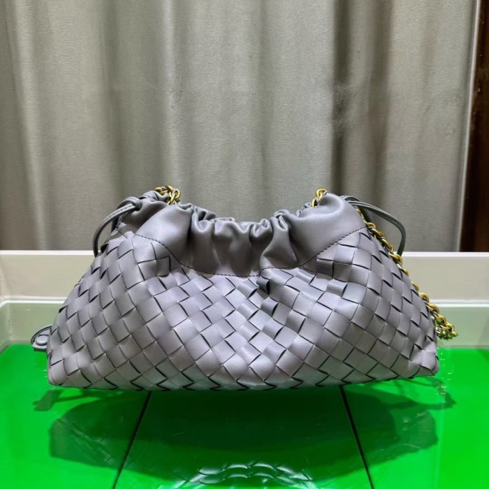 Genuine Cow Leather Woven Dust Bag on Chain