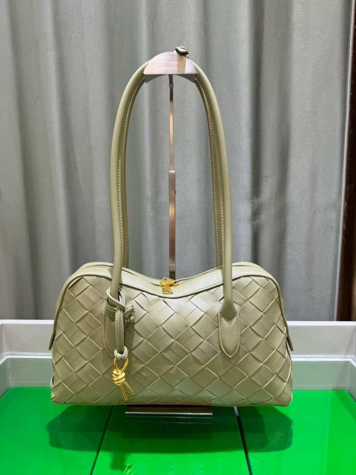 Woven Leather Runway Top Handle Bag