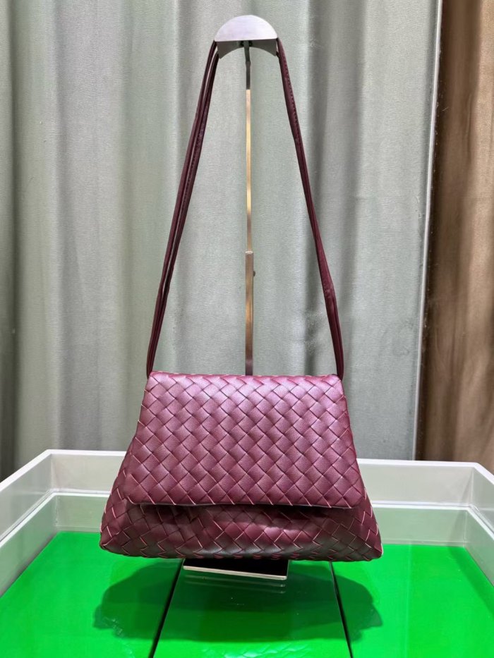 Woven Leather Messenger Bag Soft Calfskin Flap Crossbody