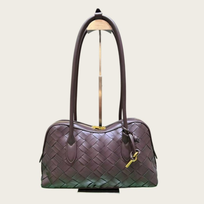 Woven Leather Runway Top Handle Bag