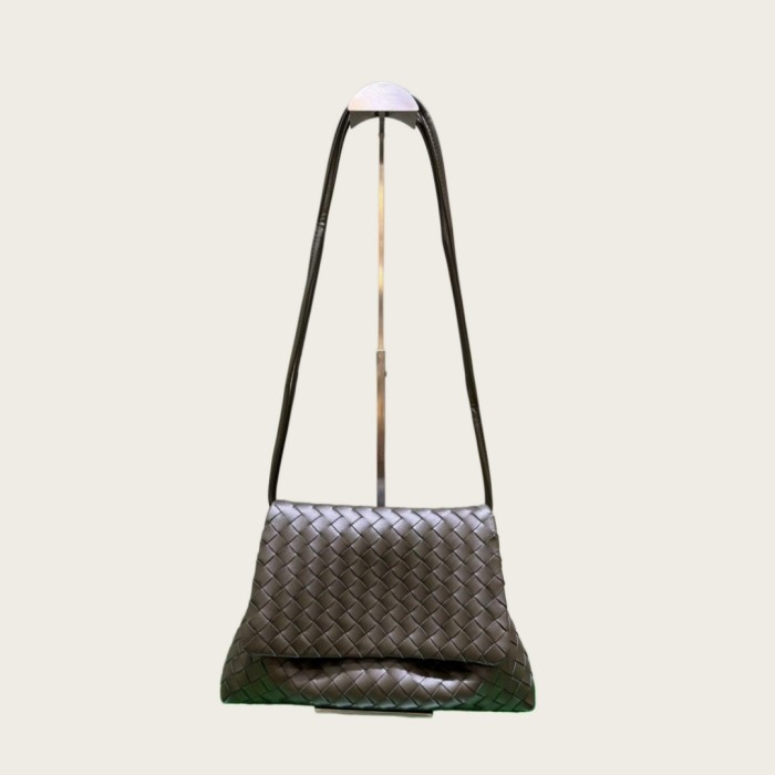 Woven Leather Messenger Bag Soft Calfskin Flap Crossbody