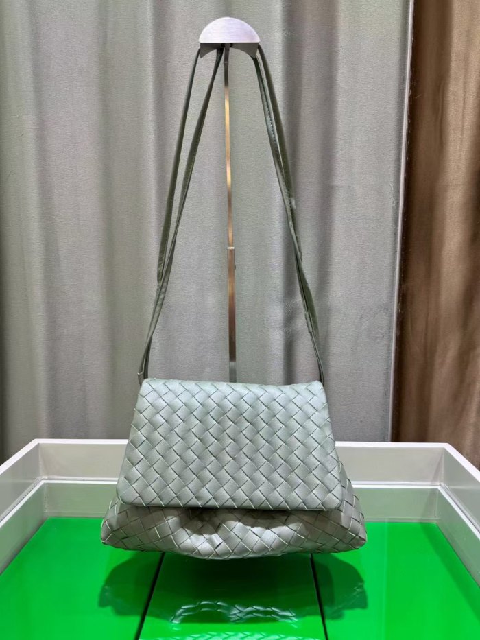 Woven Leather Messenger Bag Soft Calfskin Flap Crossbody