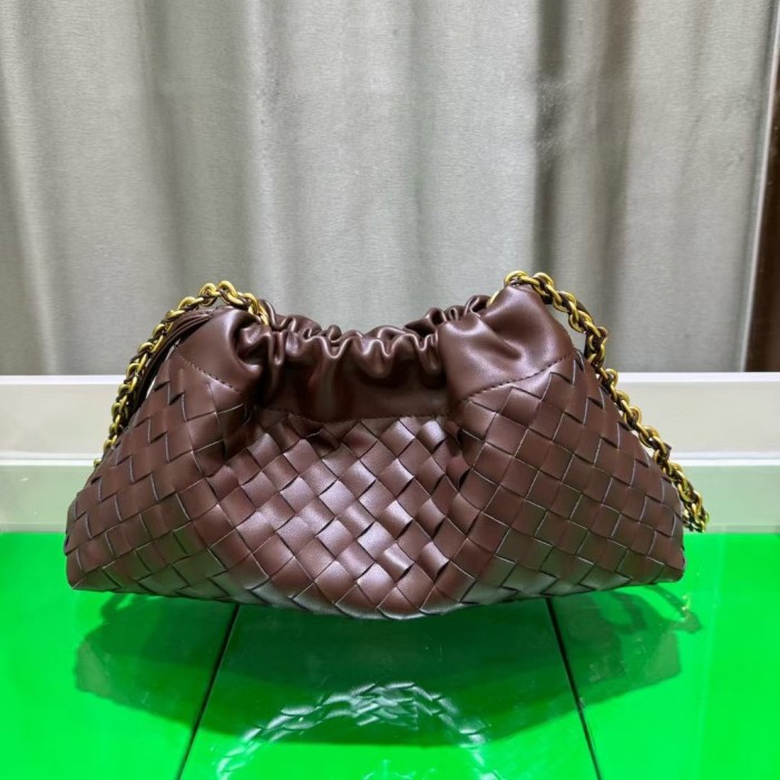 Genuine Cow Leather Woven Dust Bag on Chain
