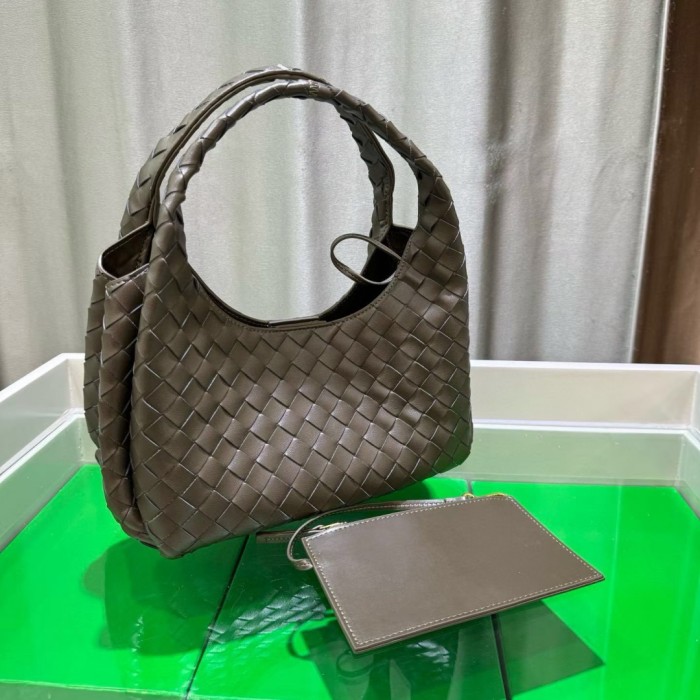 Slouchy Woven Leather Hobo Bag 