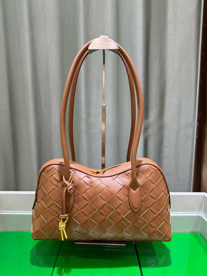 Woven Leather Runway Top Handle Bag