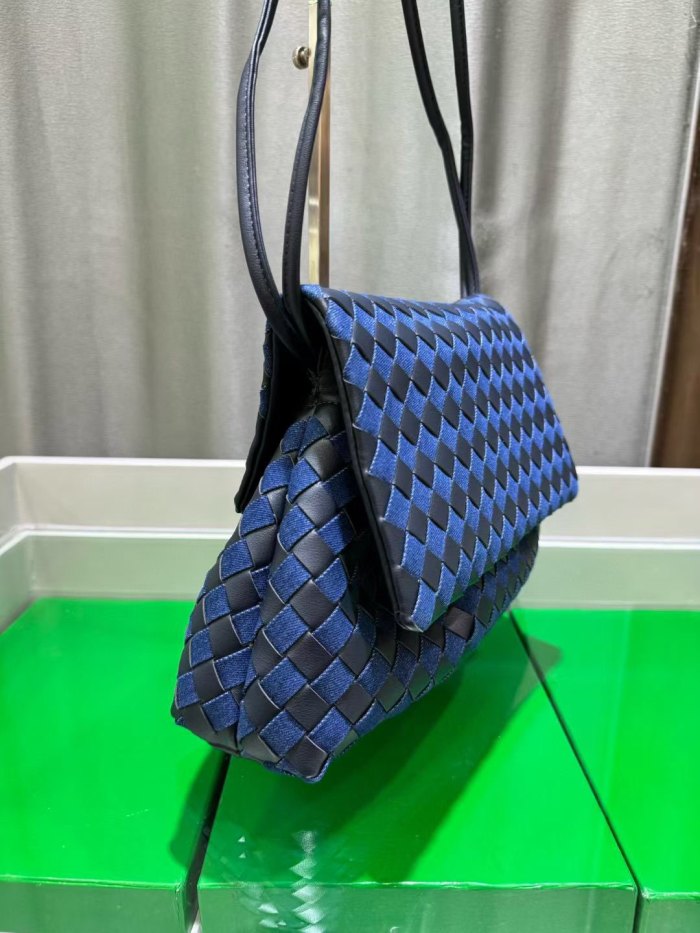 Woven Leather Messenger Bag Soft Calfskin Flap Crossbody