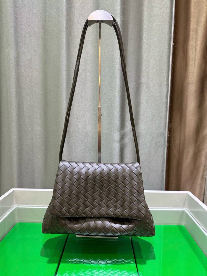 Woven Leather Messenger Bag Soft Calfskin Flap Crossbody