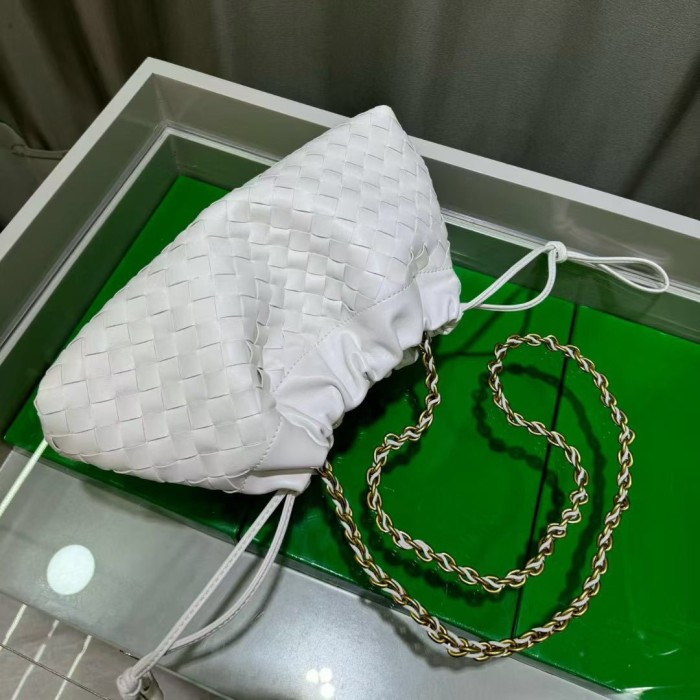 Genuine Cow Leather Woven Dust Bag on Chain