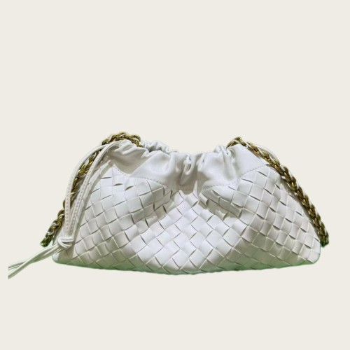Genuine Cow Leather Woven Dust Bag on Chain
