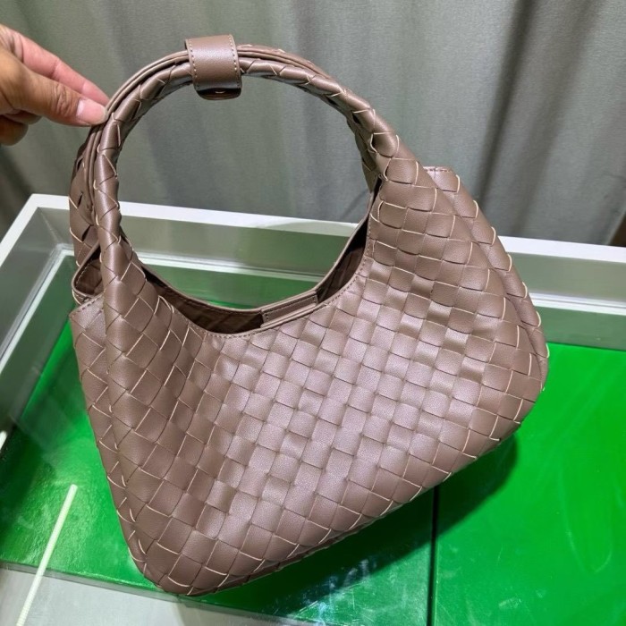 Slouchy Woven Leather Hobo Bag 