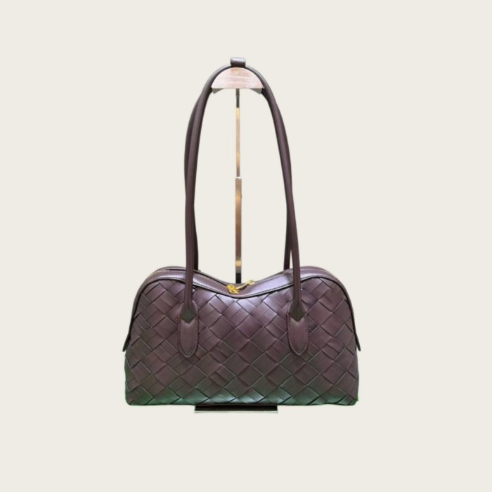 Woven Leather Runway Top Handle Bag
